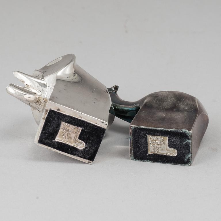 Two electro plated zinc figurines from Dansk Designs, Japan.