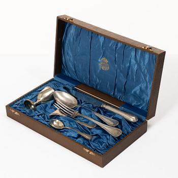 Christening set, 6 pieces, silver, CG Hallberg, Stockholm, 1916–22.