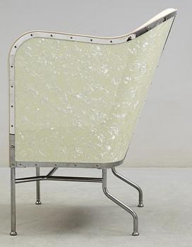 A Mats Theselius chromed steel and white leather easy chair, 'Star', Källemo, Värnamo, Sweden 2009.