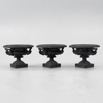 Garden urns, 3 pcs, No. 3, Husqvarna, circa 1900.