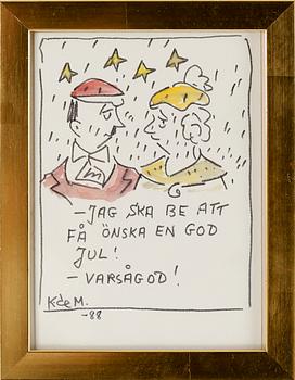 ERIK (KAR DE MUMMA) ZETTERSTRÖM, 3 st, teckningar, signerade, en daterad -88.