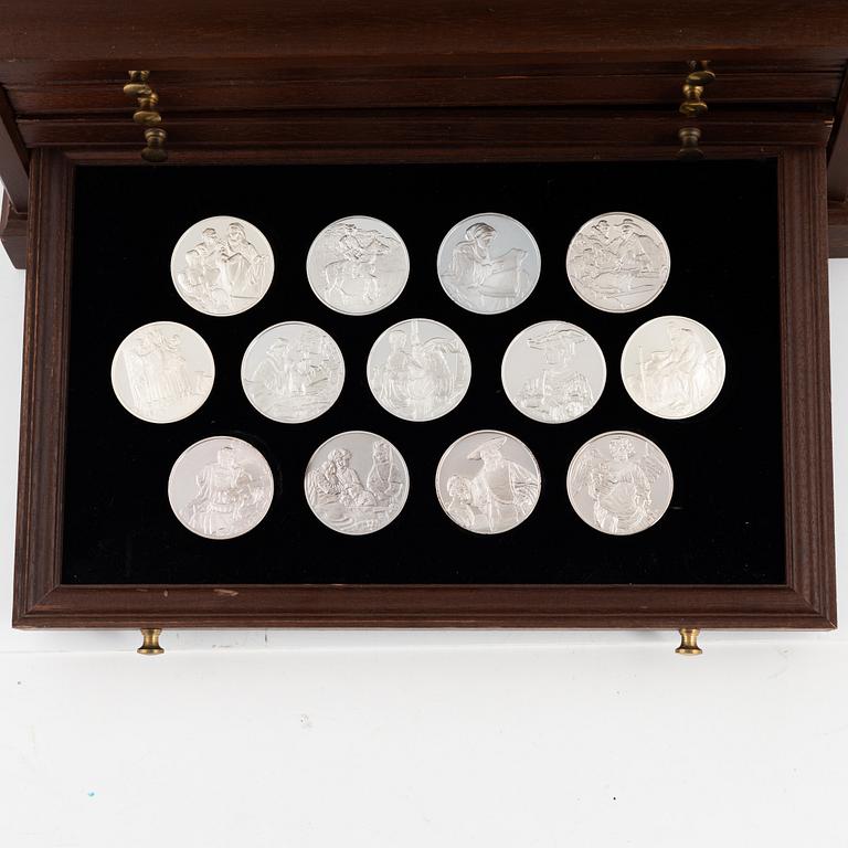 Samlarmedaljer, 50 st, sterlingsilver, "Rembrandt i silver", Franklin Mint AB.