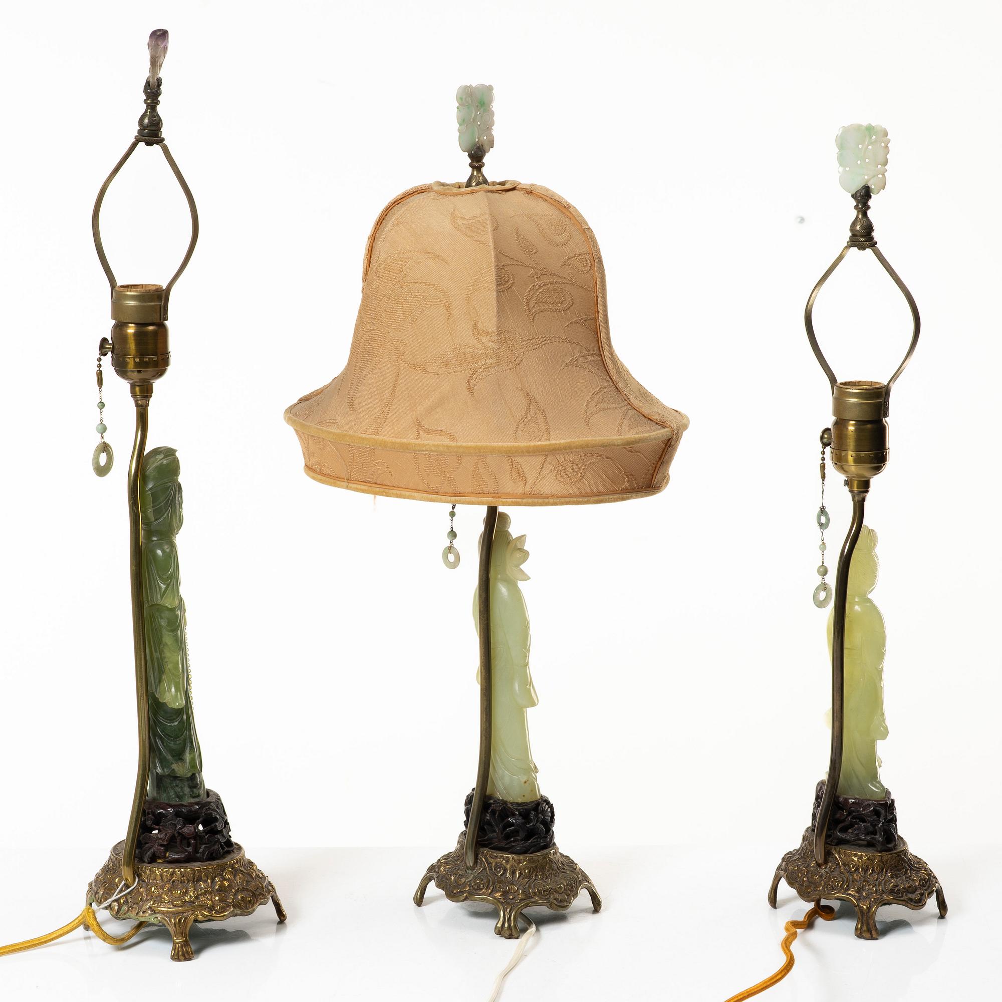 A set of three sculptures/table lamps, China, 20th century.