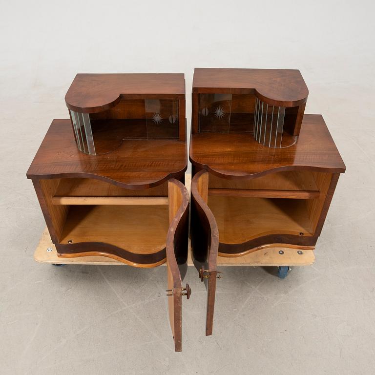 Bedside tables, a pair, Art Deco, first half of the 20th century.