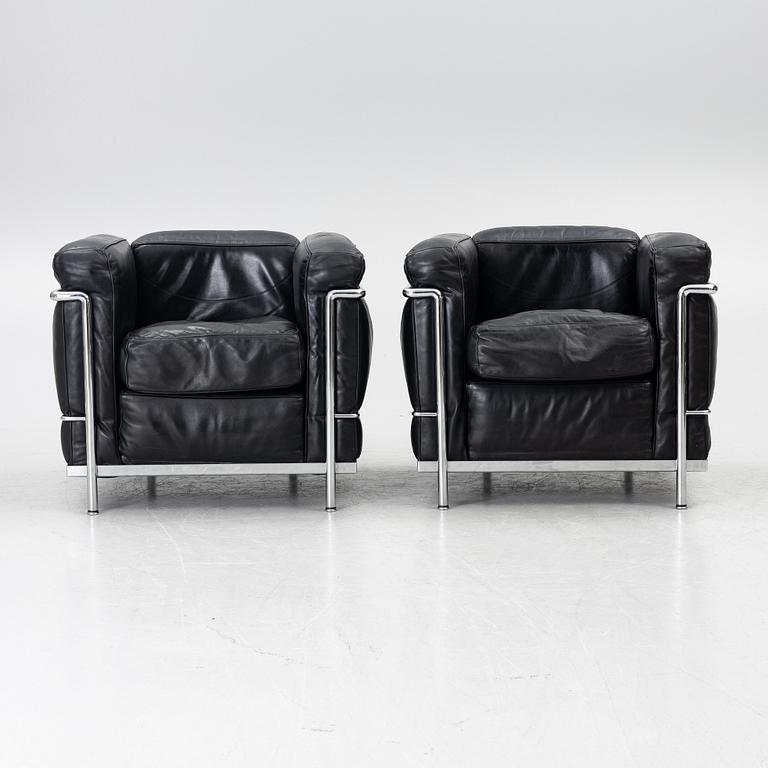 a pair of "LC2" armchairs, Cassina, second half of the 20th century.