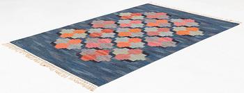 Judith Johansson, a carpet, 'Lyktor', flat weave, approximately 248 x 166 cm, signed JJ.