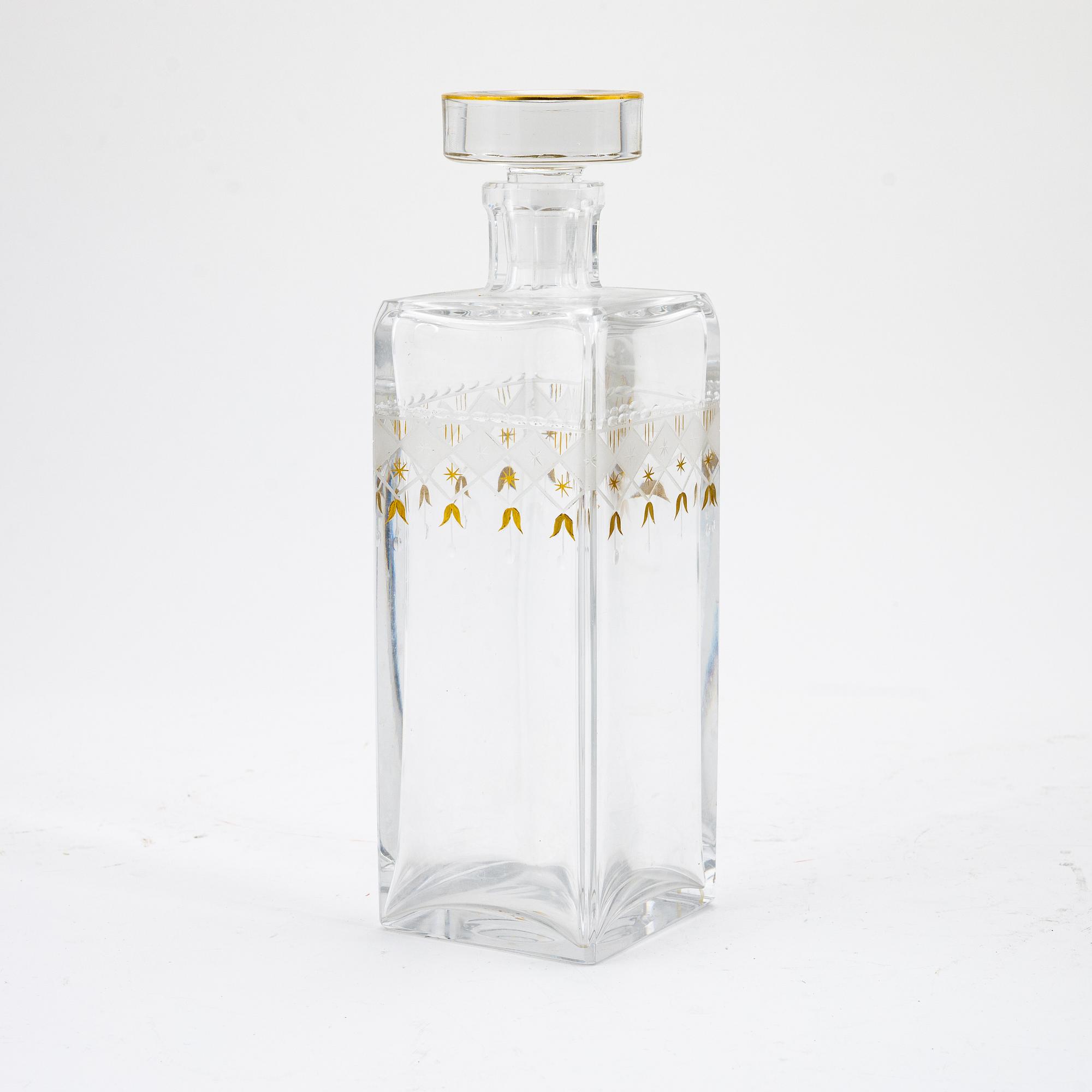 Karaff med propp, glas, "Odelberg junior", Kosta, 1900-tal.