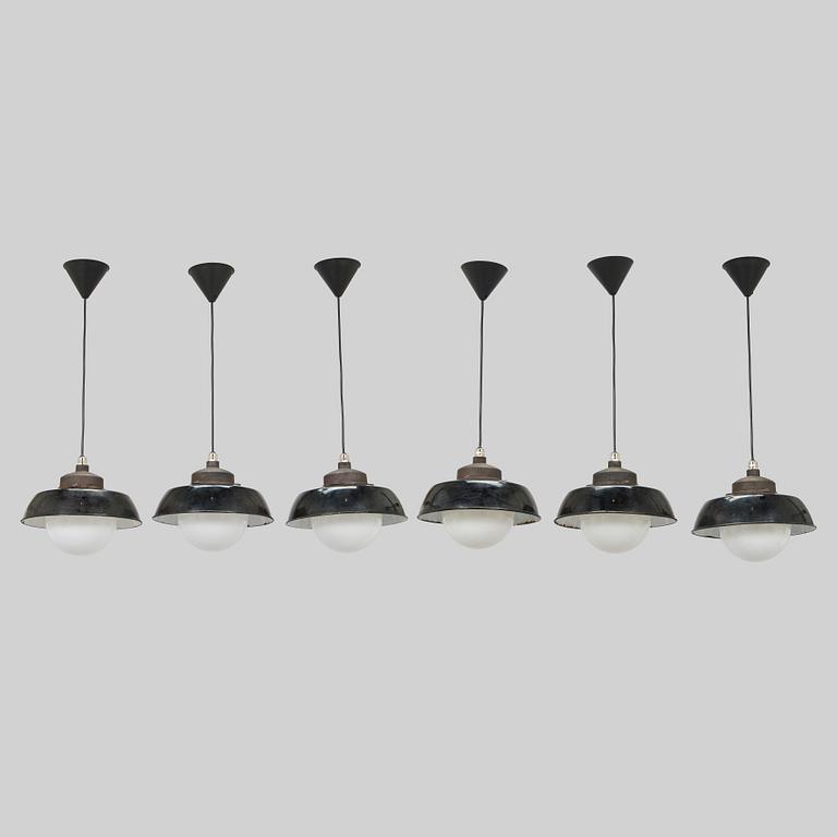 Paavo Tynell, a set of six 1930s ceiling lamps for Taito.