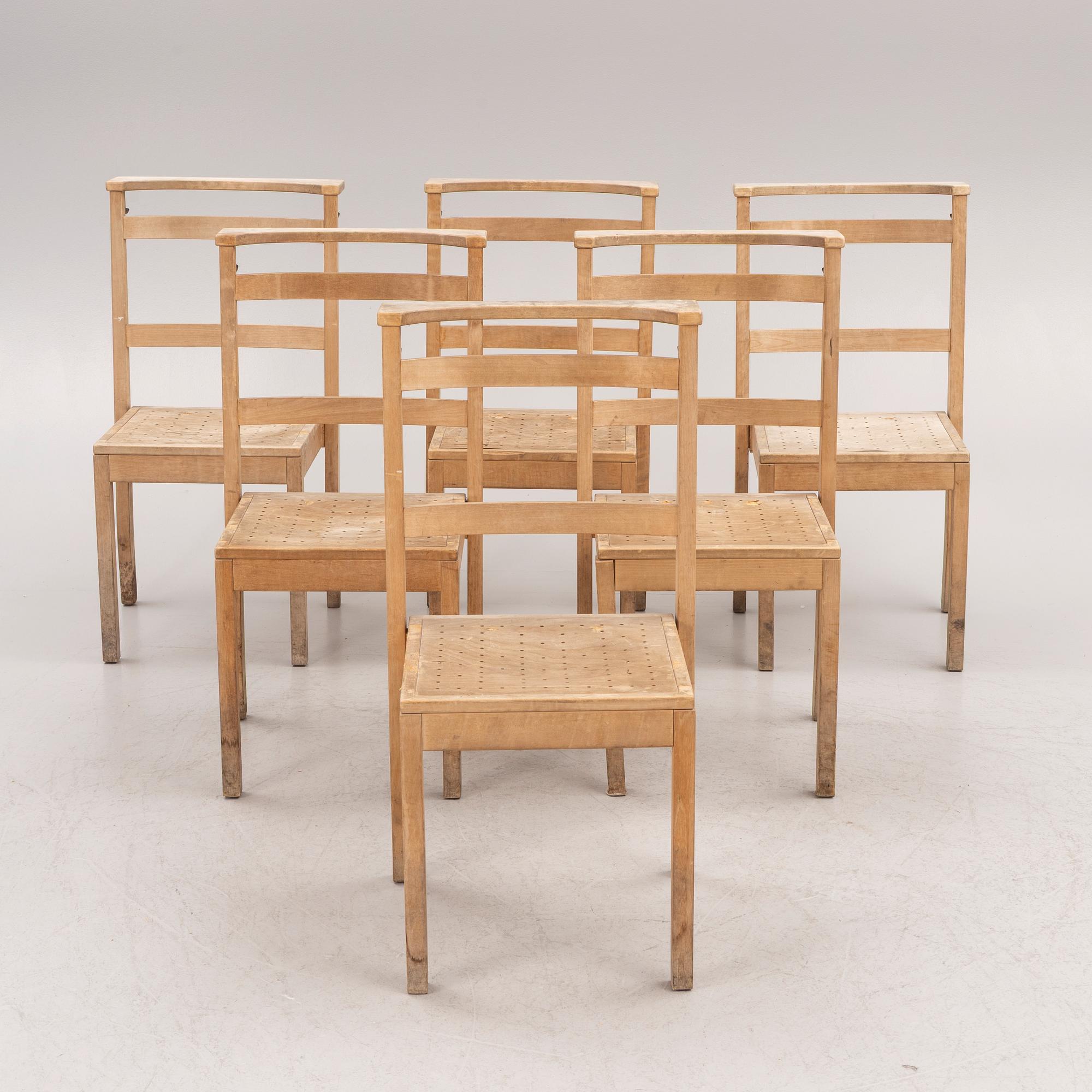 Ella Öström, a set of six chairs, for St. Thomas Church, Vällingby, 1960.