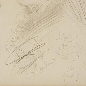 Anders Zorn, A portrait sketch and caricature drawings.