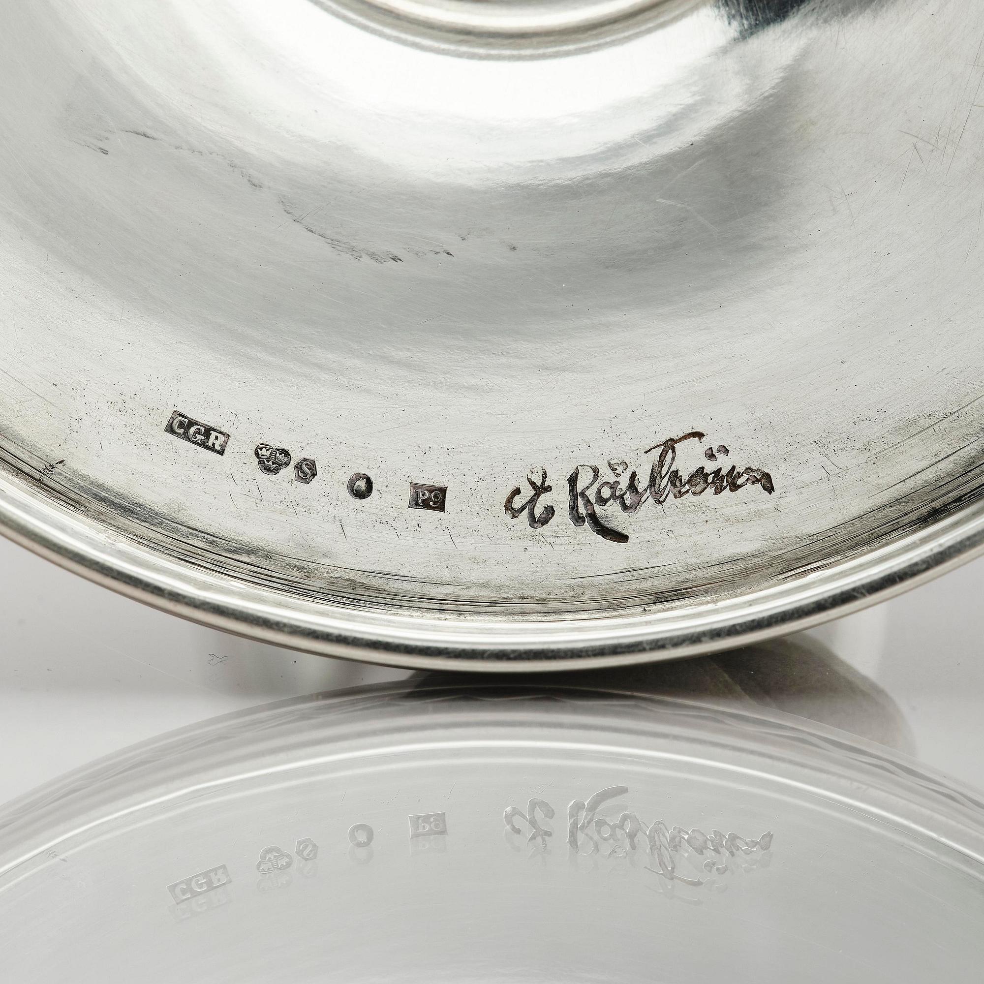 Eric Råström, four silver candlesticks, company CG Råström, Stockholm, Sweden 1965-1973.