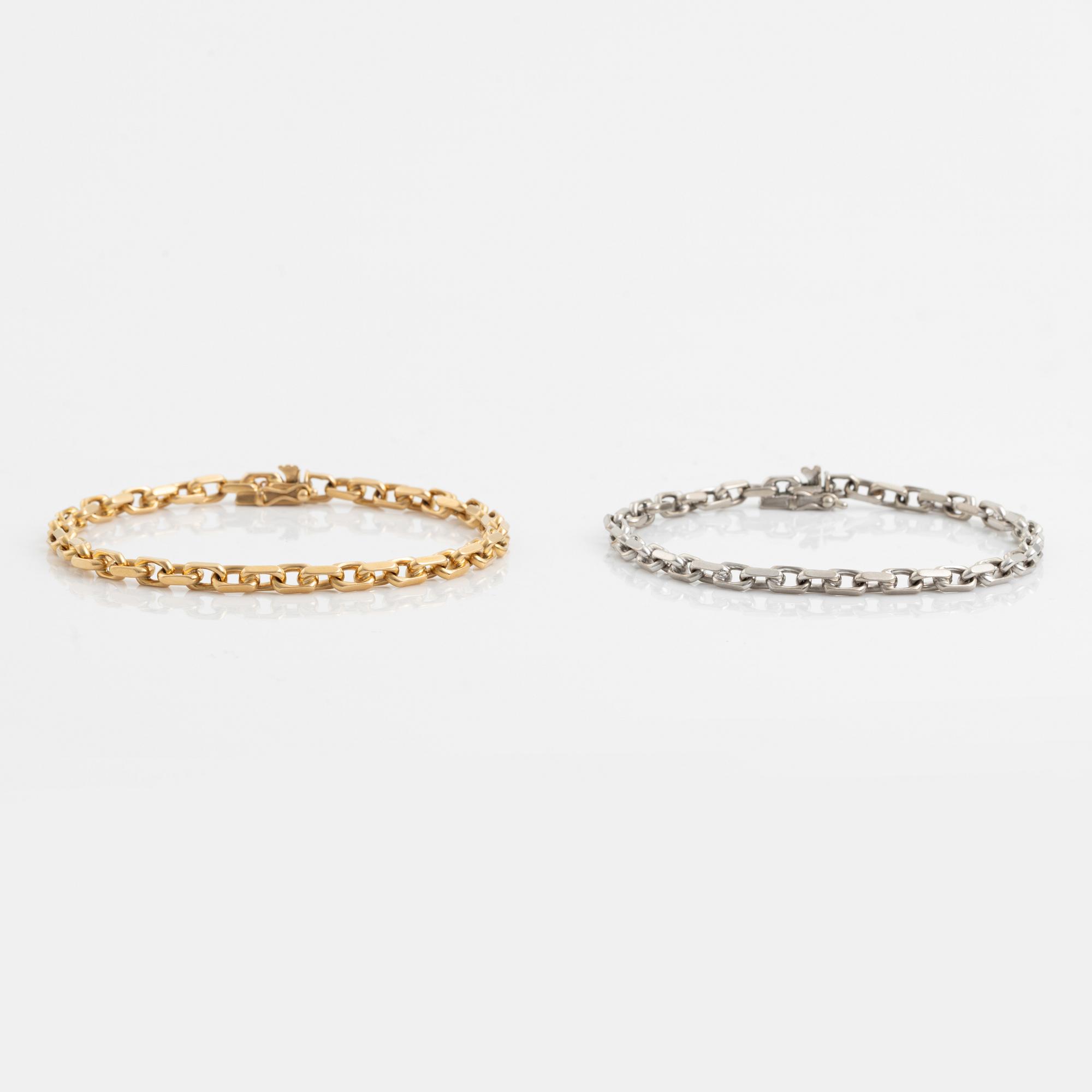 Armlänkar, ett par, 18K guld och vitguld, ankarlänk.