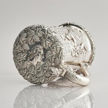 A Swedish 19th century parcel-gilt silver tankard, mark of Gustaf Folcker, Stockholm 1847.