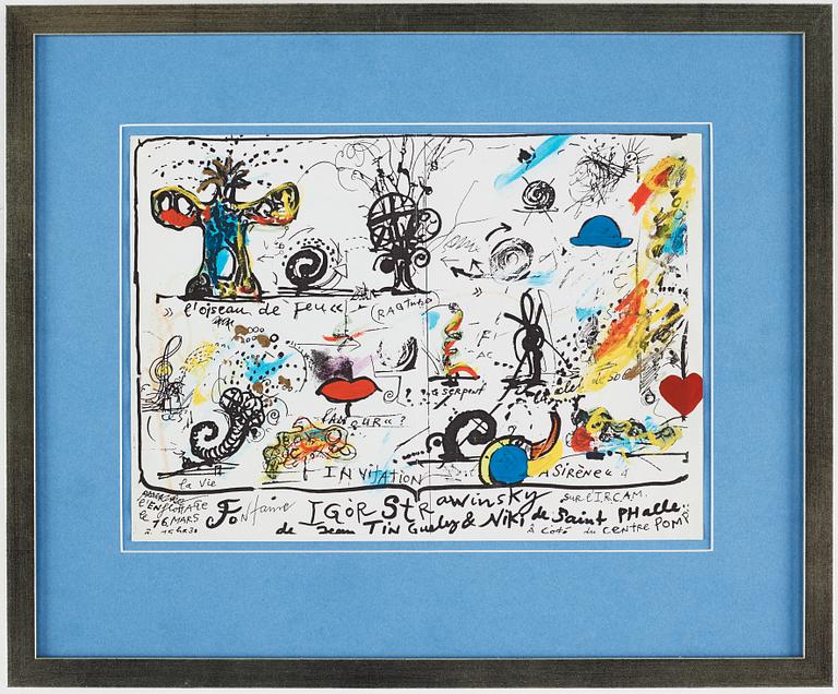 Jean Tinguely, Invitation card for "Fontaine Igor Strawinsky".