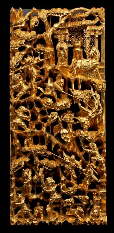 PANEL, bemålat trä, Kina, 1900-tal.