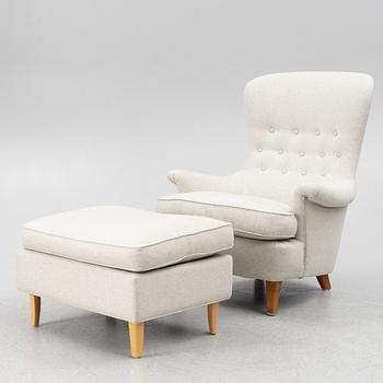 Carl Malmsten, armchair with footstool, "Solo", second half of the 20th century.