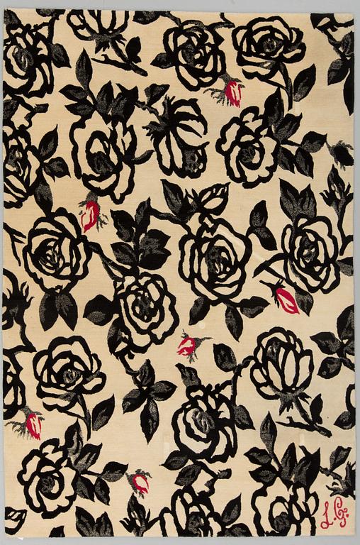 A CARPET, "Canvas rose" Lulu Guinness, The Rug Company, around  275 x 184 cm.