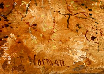 OKÄND KONSTNÄR, olja på pannå, sign W.T Norman. 1800-talets slut.