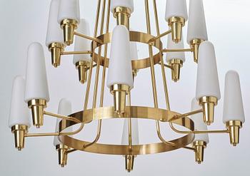 A Swedish 1950's brass chandelier.