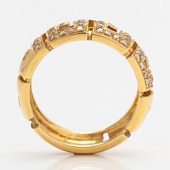 Versace, ring, 18K guld och diamanter ca 0.12 ct totalt. Märkt Versace.