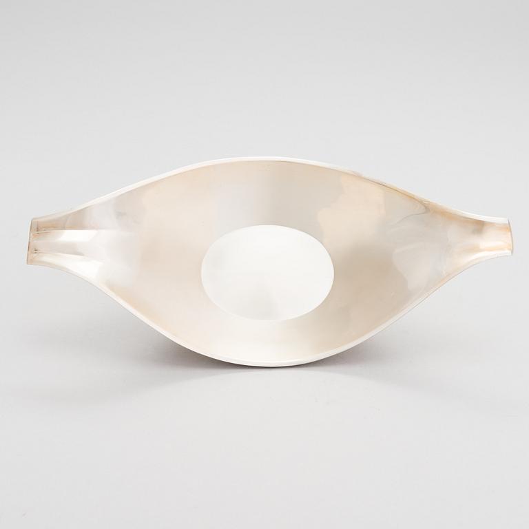 Anna-Greta Eker, A mahogany and silver sugar bowl and cream jug and a silver bowl, Auran Kultaseppä, Turku 1963-67.