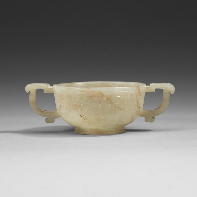 A nephrite libation cup, Qing dynasty (1644-1912).