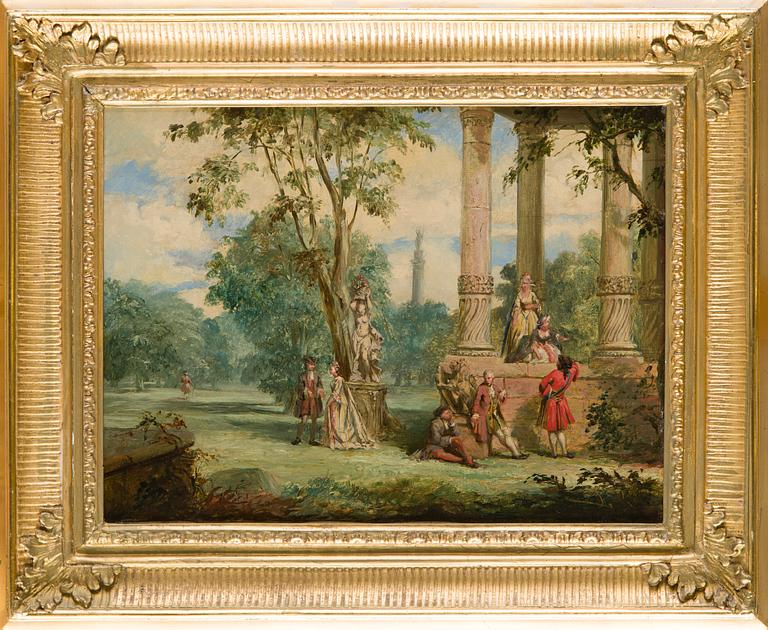 Unknown artist, 19th century, Socialising in the park.