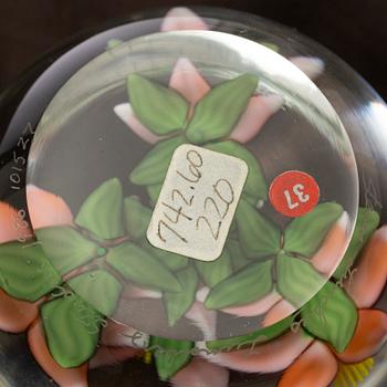 Baccarat, Caithness of Scotland, Murano, Lundberg Studios, five glass paper weights, signed.