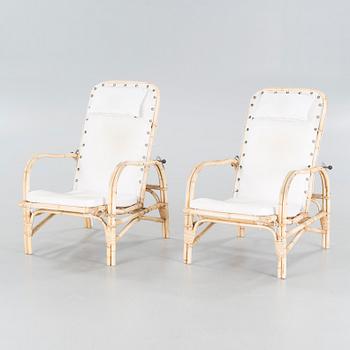 A pair of rattan armchairs from second half of the 20th century.