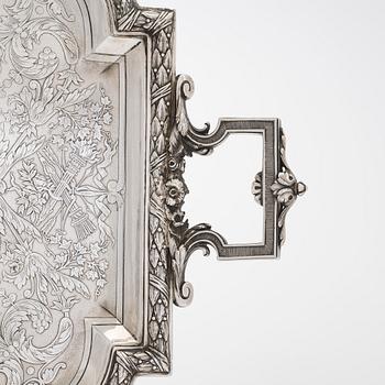 A French silver tray, maker's mark of Charles Mérite, before year 1892.