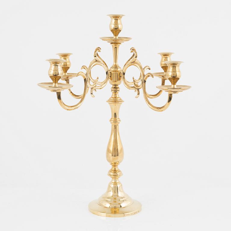 A brass candelabra, Skultuna Messingsbruk, 1989.