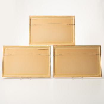 Målningar, tre stycken, Kina, sen Qingdynasti/omkring 1900.