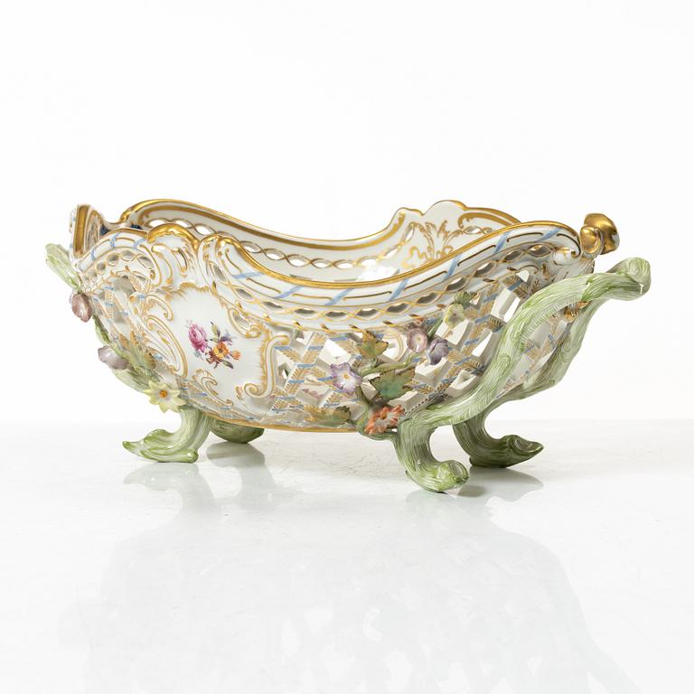 A pierced rococo-style porcelain bowl, KPM, Germany, early 20th century.
