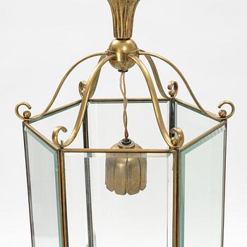 Brass and glass table lamp, 1900's.