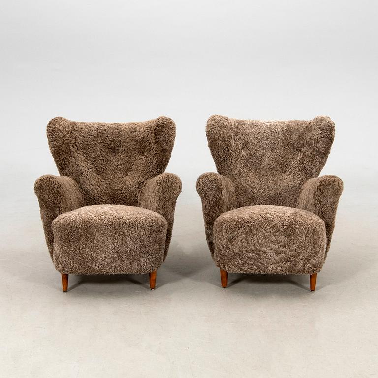 Armchairs, a pair from the 1940s.