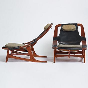 Arne Tideman Ruud, a pair of teak lounge chairs "Holmenkollen/3030", A/S Inventar Gjövik, Norway 1960's.