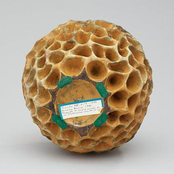 A Hans Hedberg faience sculpture of a sponge, Biot, France.