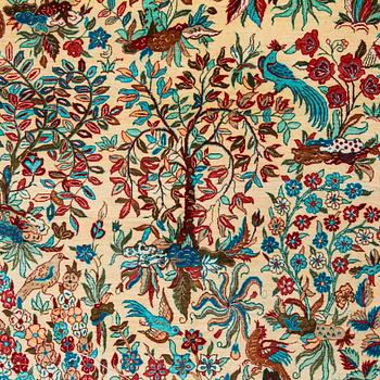 A silk Qum rug, central Persia, c. 210 x 138 cm.