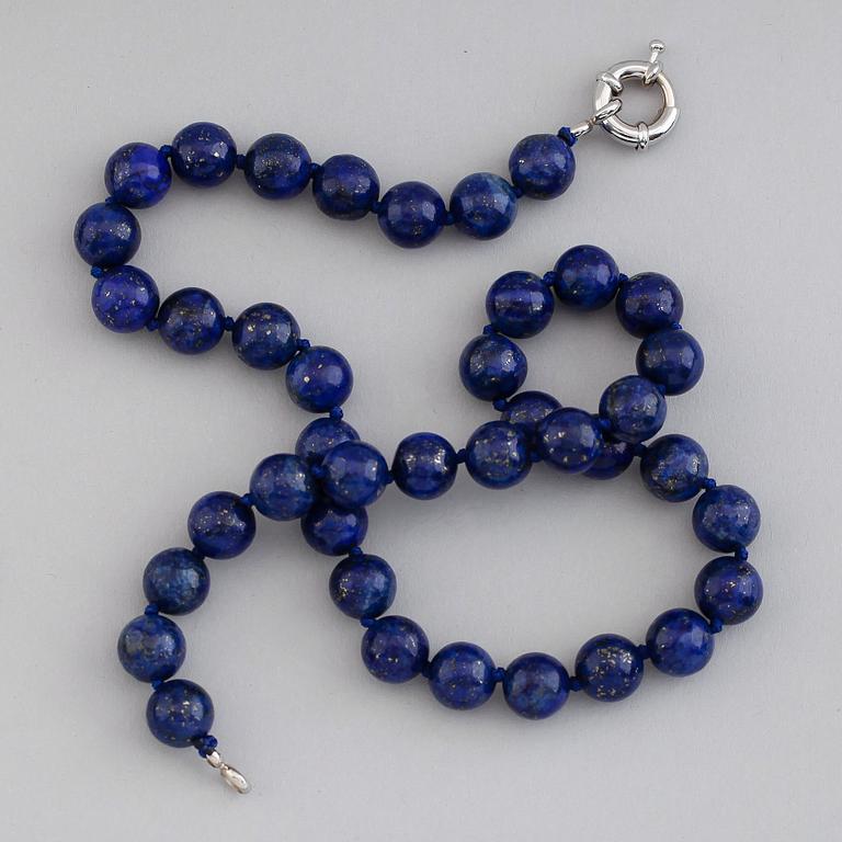 COLLIER, lapis lazuli, silverlås.