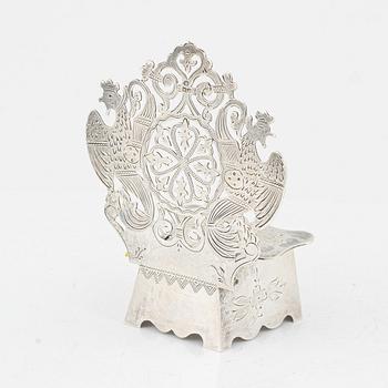 A Russian silver salt-chair, Moscow 1869.