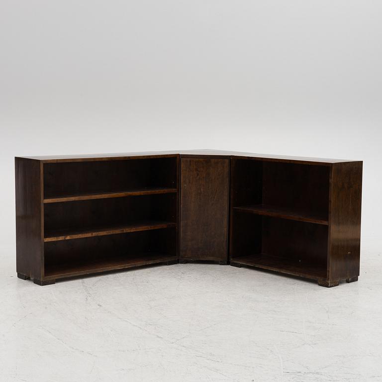 Corner bookcase with cabinet, 3 parts, first half of the 20th century.