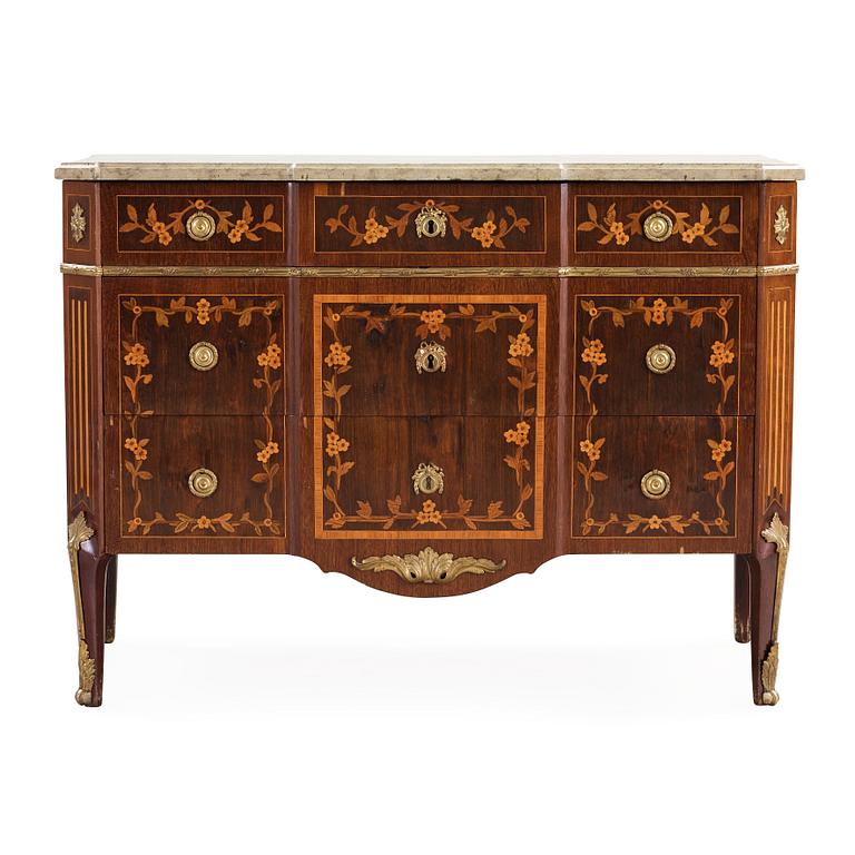 A Gustvian late 18th century commode by N. Korp, not signed.