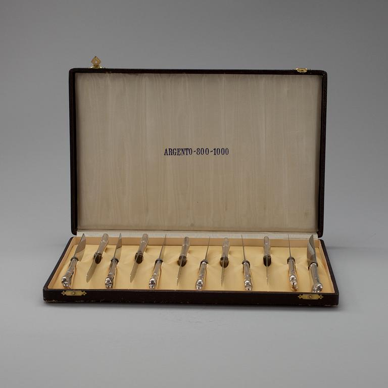 KNIVAR, 12 st, silver, Italien 1900-talets början.