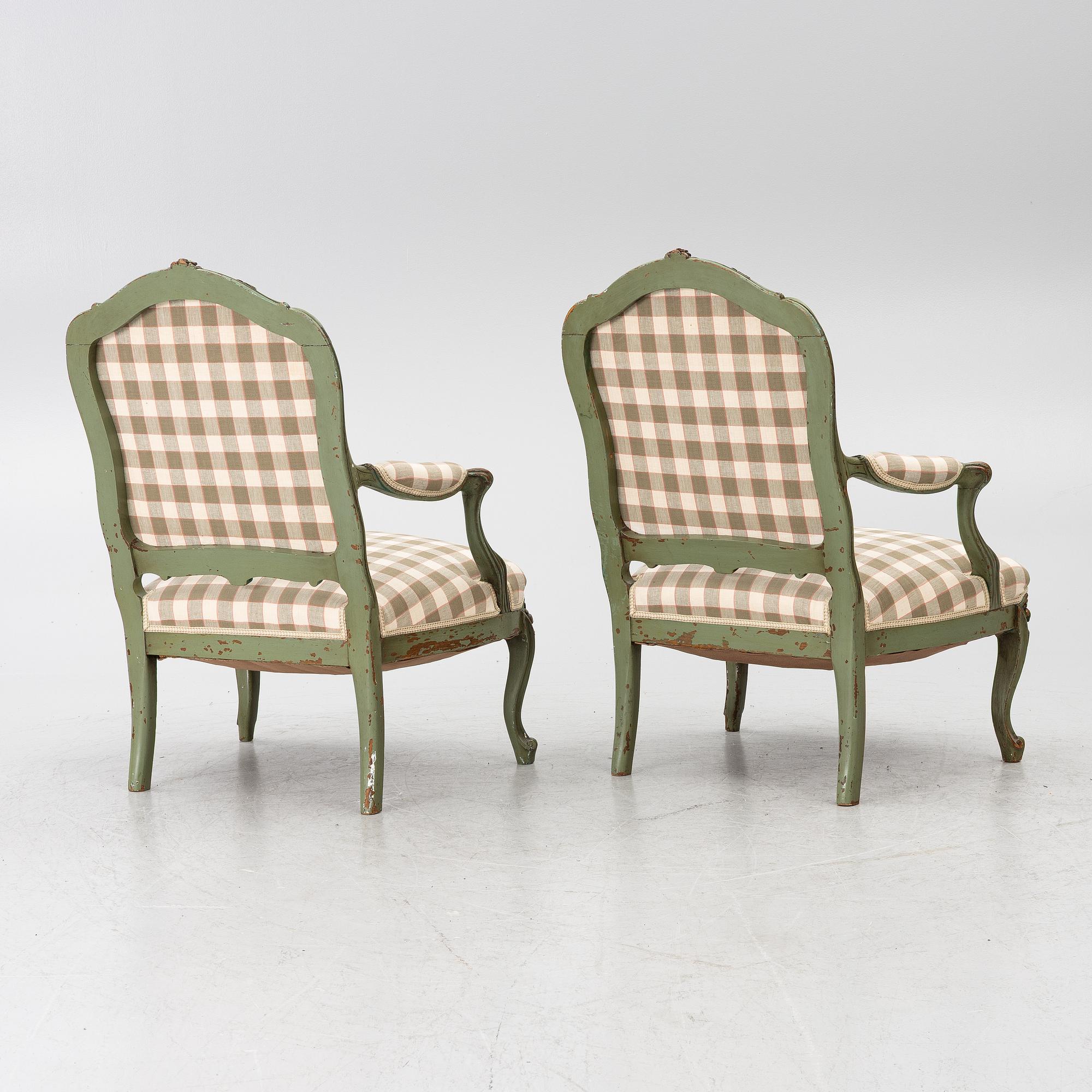 Armchairs, a pair, Rococo style, early 20th century.