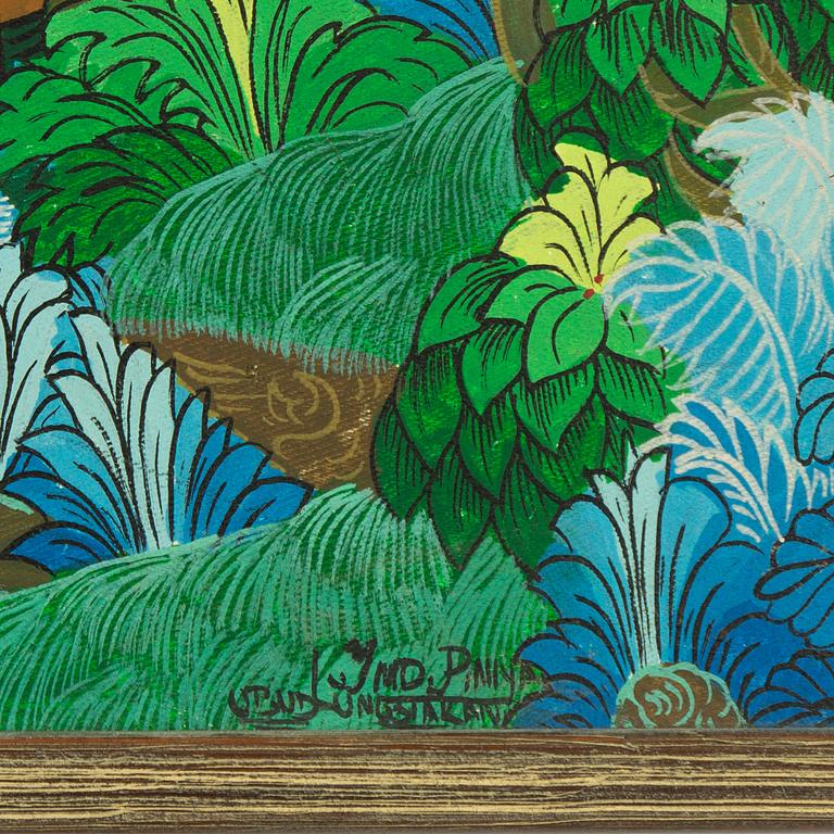 Okänd konstnär, Bali/Indonesien, 1900-tal. "Människor vid vattenfall".