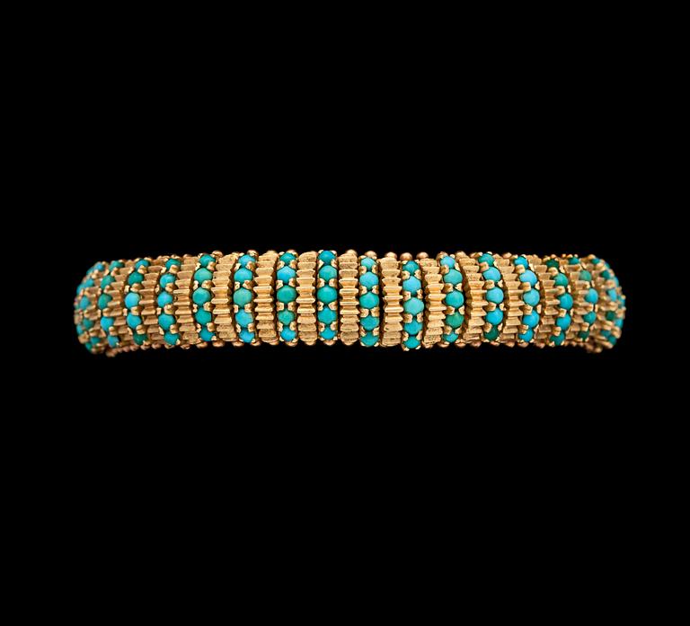 A gold and turquoise bracelet, 1950's.