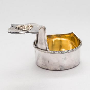 N.M. Bobir, a parcel-gilt silver covsh, Saint Petersburg, ca. 1908.