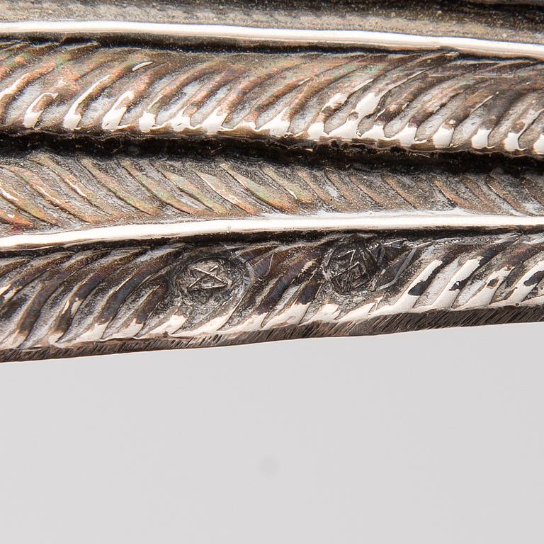 Two bird table decorations in silver, Spain after 1934.