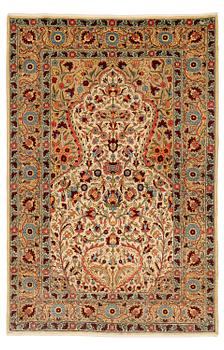 362. A semi-antique silk Hereke rug, c. 155 x 103 cm.
