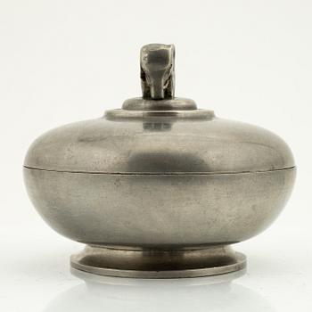 Sylvia Stave, a pewter lidded bowl, probably CG Hallberg, Stockholm mid 20th century.